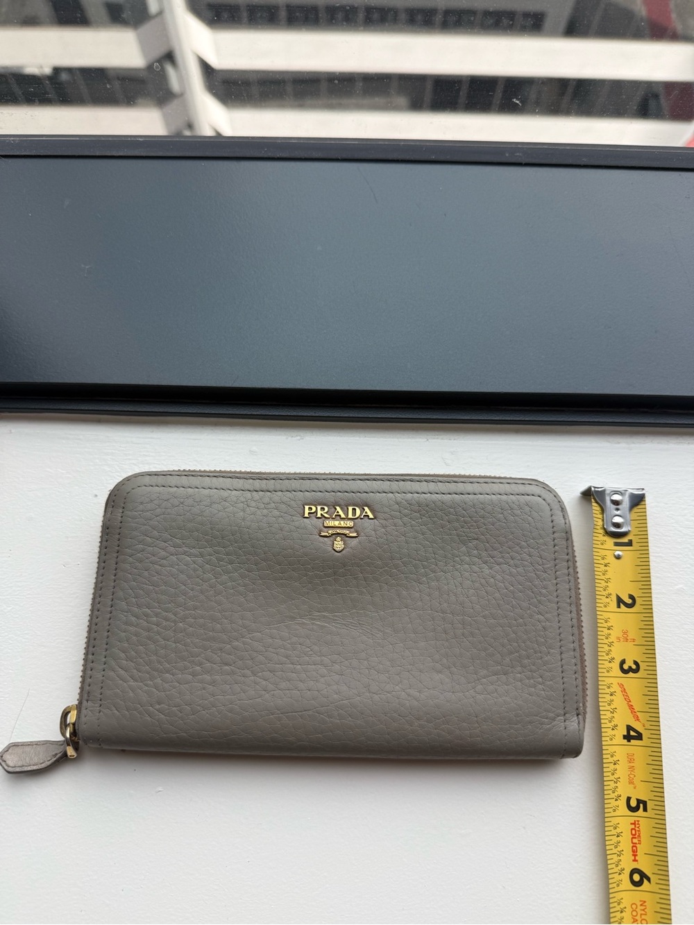 Prada Taupe Leather Zip-Around Wallet with Gold Hardware - Picture 11 of 12